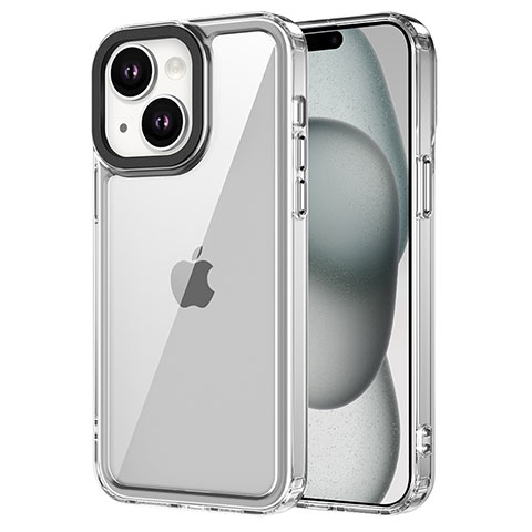 Coque Rebord Contour Silicone et Vitre Transparente Housse Etui AC2 pour Apple iPhone 15 Clair