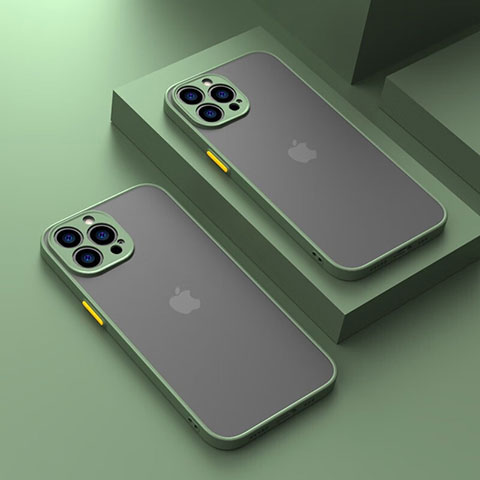 Coque Rebord Contour Silicone et Vitre Transparente Housse Etui LS1 pour Apple iPhone 13 Pro Vert