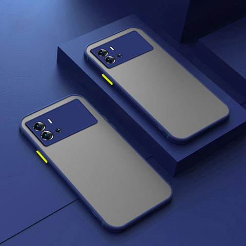 Coque Rebord Contour Silicone et Vitre Transparente Housse Etui M01 pour Vivo iQOO 9 Pro 5G Bleu