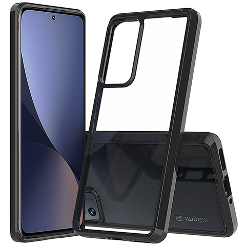Coque Rebord Contour Silicone et Vitre Transparente Housse Etui M07 pour Xiaomi Mi 12 Pro 5G Noir