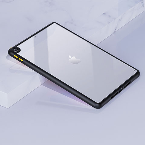 Coque Rebord Contour Silicone et Vitre Transparente Housse Etui pour Apple iPad 10.2 (2020) Noir