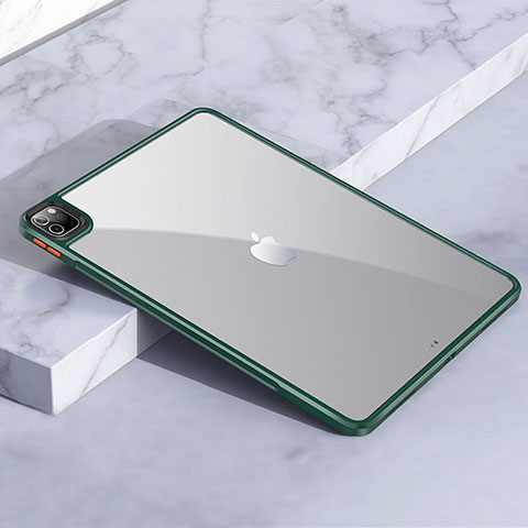 Coque Rebord Contour Silicone et Vitre Transparente Housse Etui pour Apple iPad Pro 12.9 (2020) Vert