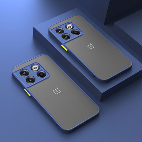 Coque Rebord Contour Silicone et Vitre Transparente Housse Etui pour OnePlus Ace 3 5G Bleu