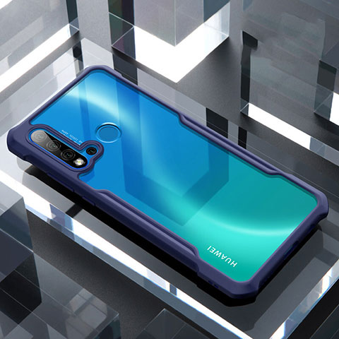 Coque Rebord Contour Silicone et Vitre Transparente Miroir Housse Etui H01 pour Huawei Nova 5i Bleu