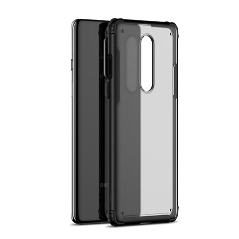 Coque Rebord Contour Silicone et Vitre Transparente Miroir Housse Etui H01 pour OnePlus 8 Noir