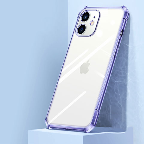 Coque Rebord Contour Silicone et Vitre Transparente Miroir Housse Etui H02 pour Apple iPhone 12 Mini Violet Clair