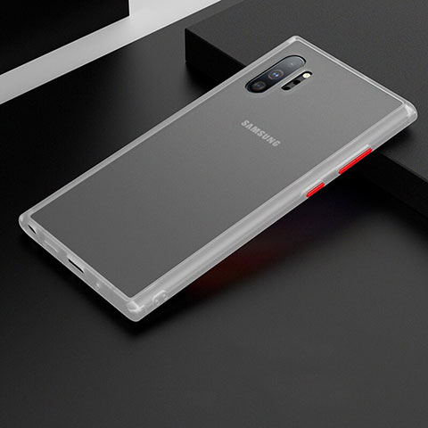 Coque Rebord Contour Silicone et Vitre Transparente Miroir Housse Etui H02 pour Samsung Galaxy Note 10 Plus 5G Blanc