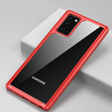 Coque Rebord Contour Silicone et Vitre Transparente Miroir Housse Etui H02 pour Samsung Galaxy Note 20 5G Rouge