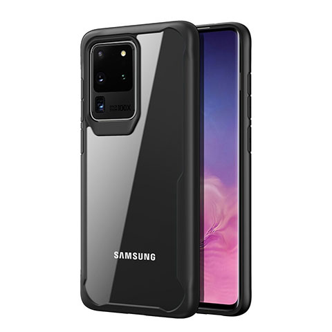 Coque Rebord Contour Silicone et Vitre Transparente Miroir Housse Etui H02 pour Samsung Galaxy S20 Ultra Noir