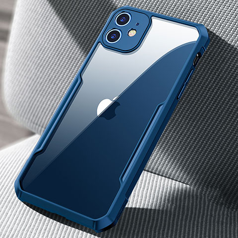 Coque Rebord Contour Silicone et Vitre Transparente Miroir Housse Etui H03 pour Apple iPhone 12 Bleu