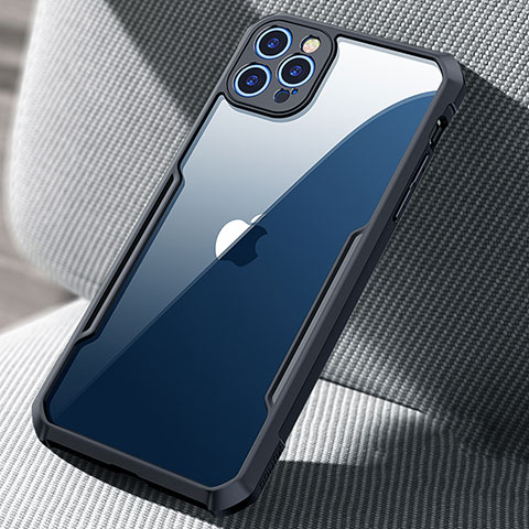 Coque Rebord Contour Silicone et Vitre Transparente Miroir Housse Etui H03 pour Apple iPhone 12 Pro Max Noir