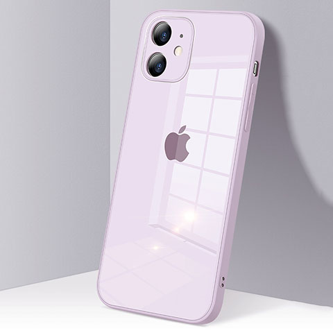 Coque Rebord Contour Silicone et Vitre Transparente Miroir Housse Etui H06 pour Apple iPhone 12 Mini Violet Clair