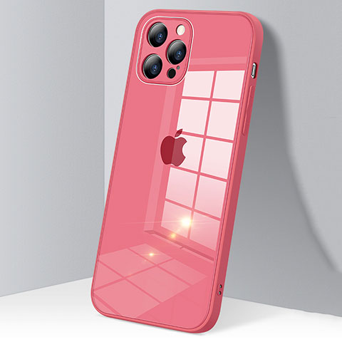 Coque Rebord Contour Silicone et Vitre Transparente Miroir Housse Etui H06 pour Apple iPhone 12 Pro Max Rouge