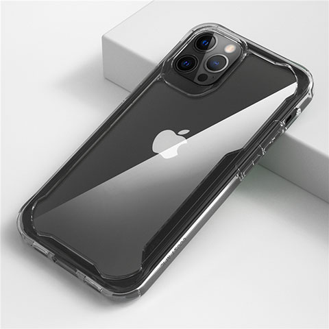 Coque Rebord Contour Silicone et Vitre Transparente Miroir Housse Etui M01 pour Apple iPhone 12 Pro Max Clair