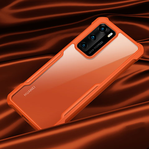 Coque Rebord Contour Silicone et Vitre Transparente Miroir Housse Etui M01 pour Huawei P40 Orange