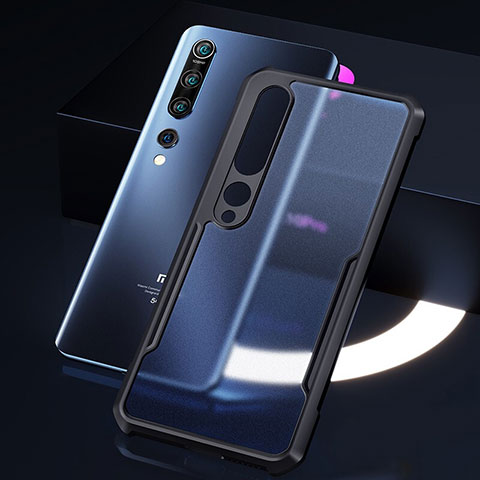 Coque Rebord Contour Silicone et Vitre Transparente Miroir Housse Etui M01 pour Xiaomi Mi 10 Noir