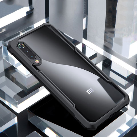 Coque Rebord Contour Silicone et Vitre Transparente Miroir Housse Etui M02 pour Xiaomi Mi 9 Lite Noir