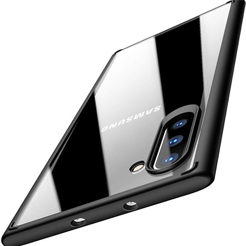 Coque Rebord Contour Silicone et Vitre Transparente Miroir Housse Etui M03 pour Samsung Galaxy Note 10 5G Noir