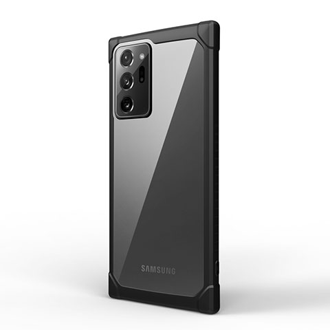 Coque Rebord Contour Silicone et Vitre Transparente Miroir Housse Etui M03 pour Samsung Galaxy Note 20 Ultra 5G Noir