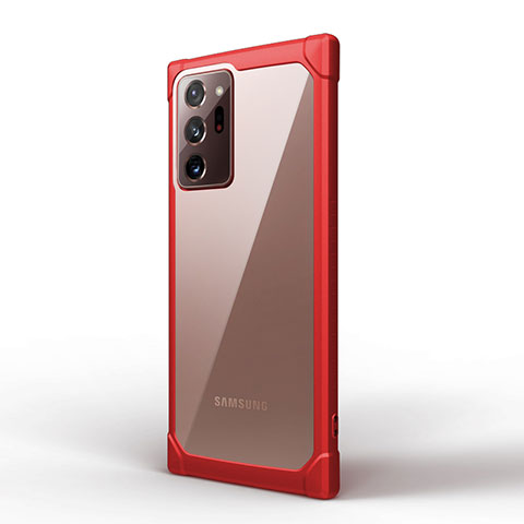 Coque Rebord Contour Silicone et Vitre Transparente Miroir Housse Etui M03 pour Samsung Galaxy Note 20 Ultra 5G Rouge