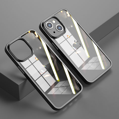 Coque Rebord Contour Silicone et Vitre Transparente Miroir Housse Etui M04 pour Apple iPhone 13 Mini Noir