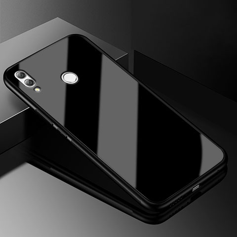 Coque Rebord Contour Silicone et Vitre Transparente Miroir Housse Etui M04 pour Huawei Honor 8X Noir