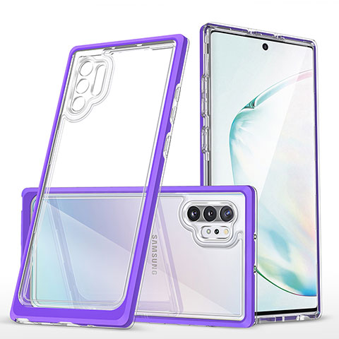 Coque Rebord Contour Silicone et Vitre Transparente Miroir Housse Etui MQ1 pour Samsung Galaxy Note 10 Plus 5G Violet