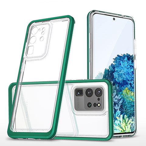 Coque Rebord Contour Silicone et Vitre Transparente Miroir Housse Etui MQ1 pour Samsung Galaxy S20 Ultra 5G Vert