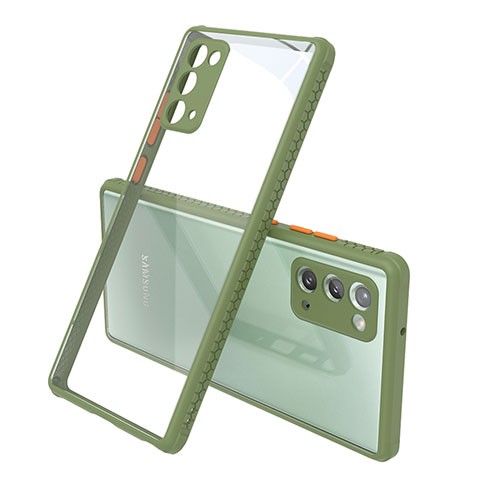 Coque Rebord Contour Silicone et Vitre Transparente Miroir Housse Etui N02 pour Samsung Galaxy Note 20 5G Vert Armee