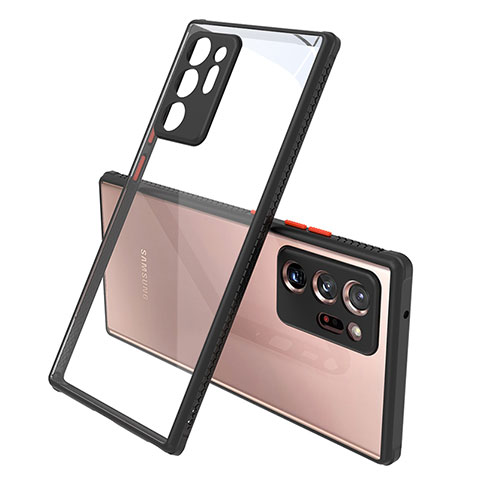 Coque Rebord Contour Silicone et Vitre Transparente Miroir Housse Etui N02 pour Samsung Galaxy Note 20 Ultra 5G Noir