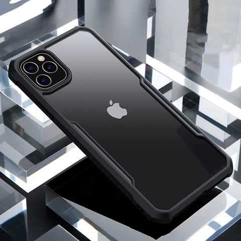 Coque Rebord Contour Silicone et Vitre Transparente Miroir Housse Etui pour Apple iPhone 11 Pro Max Noir