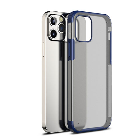 Coque Rebord Contour Silicone et Vitre Transparente Miroir Housse Etui pour Apple iPhone 12 Max Bleu