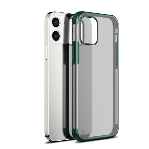 Coque Rebord Contour Silicone et Vitre Transparente Miroir Housse Etui pour Apple iPhone 12 Vert