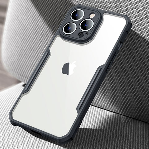Coque Rebord Contour Silicone et Vitre Transparente Miroir Housse Etui pour Apple iPhone 14 Pro Max Noir