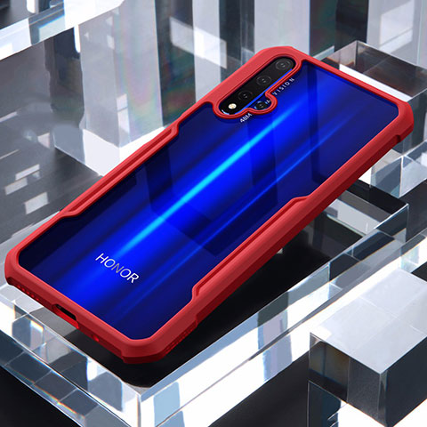 Coque Rebord Contour Silicone et Vitre Transparente Miroir Housse Etui pour Huawei Honor 20S Rouge
