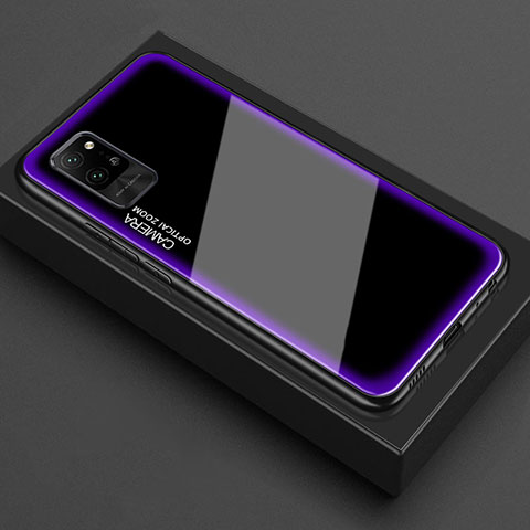 Coque Rebord Contour Silicone et Vitre Transparente Miroir Housse Etui pour Huawei Honor Play4 Pro 5G Violet