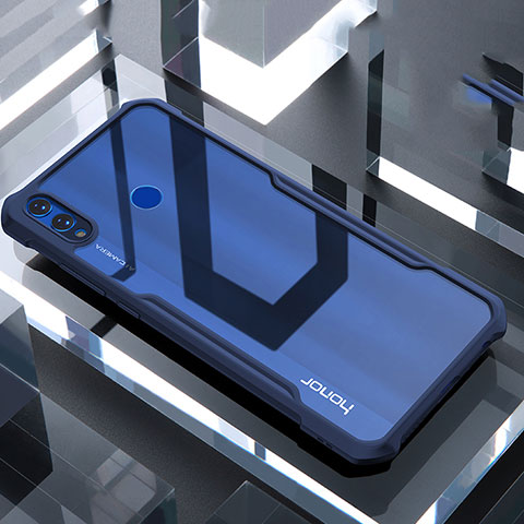 Coque Rebord Contour Silicone et Vitre Transparente Miroir Housse Etui pour Huawei Honor View 10 Lite Bleu