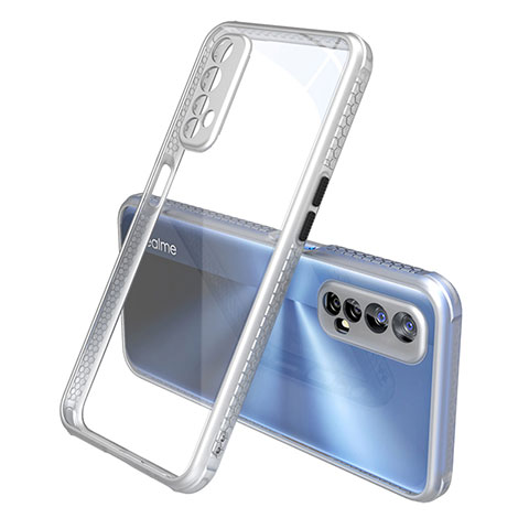 Coque Rebord Contour Silicone et Vitre Transparente Miroir Housse Etui pour Realme Narzo 20 Pro Argent