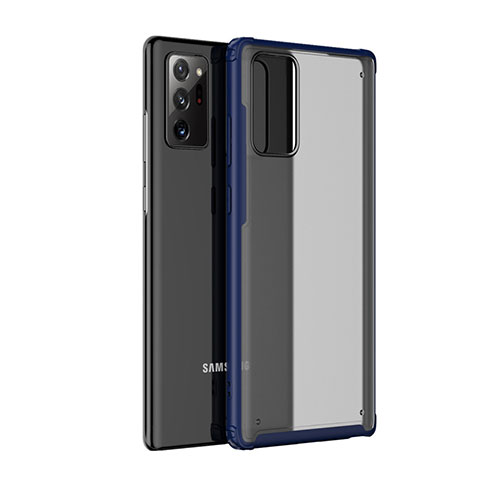 Coque Rebord Contour Silicone et Vitre Transparente Miroir Housse Etui pour Samsung Galaxy Note 20 Ultra 5G Bleu