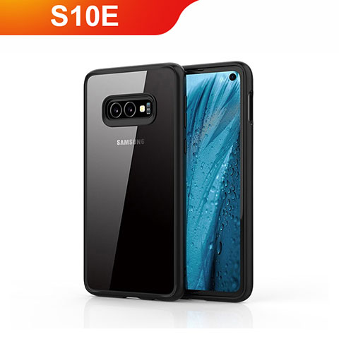 Coque Rebord Contour Silicone et Vitre Transparente Miroir Housse Etui S01 pour Samsung Galaxy S10e Noir