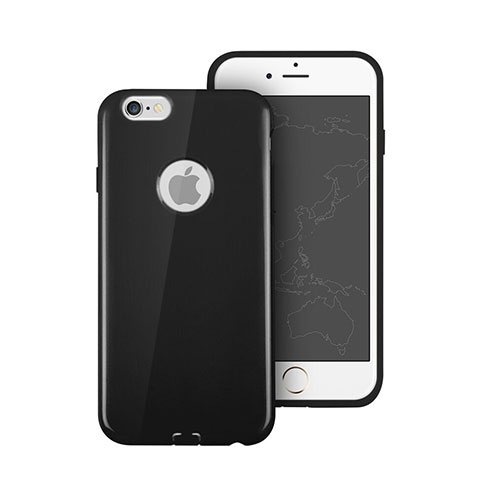 Coque Silicone avec Trou Souple Couleur Unie pour Apple iPhone 6 Plus Noir