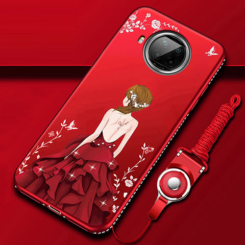 Coque Silicone Dos de Fille Souple Couleur Unie Etui Housse pour Xiaomi Mi 10T Lite 5G Rouge