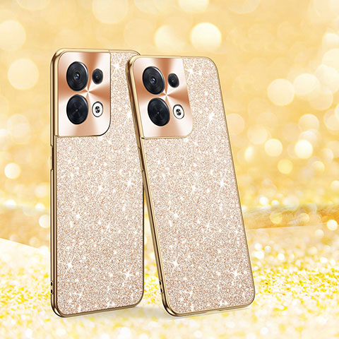 Coque Silicone et Plastique Housse Etui Protection Integrale 360 Degres Bling-Bling pour Oppo Reno9 5G Or