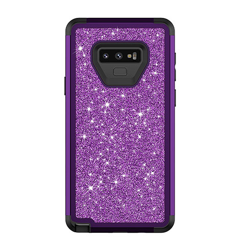 Coque Silicone et Plastique Housse Etui Protection Integrale 360 Degres Bling-Bling pour Samsung Galaxy Note 9 Violet