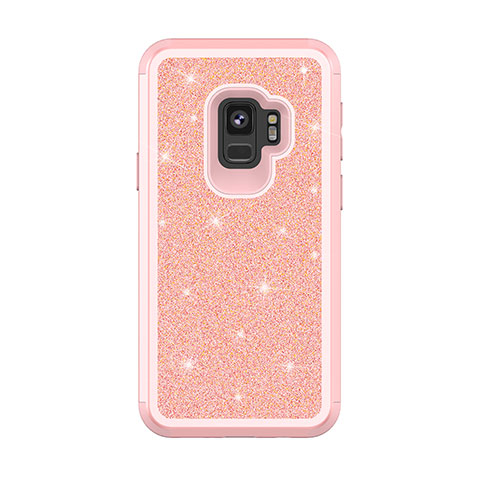 Coque Silicone et Plastique Housse Etui Protection Integrale 360 Degres Bling-Bling pour Samsung Galaxy S9 Or Rose