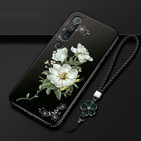 Coque Silicone Fleurs Souple Couleur Unie Etui Housse K01 pour Xiaomi Mi 10 Pro Blanc