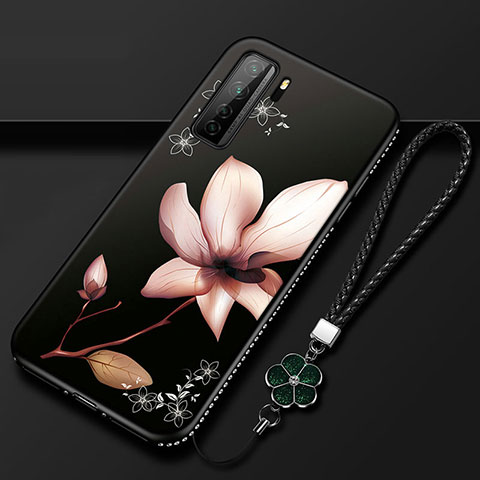 Coque Silicone Fleurs Souple Couleur Unie Etui Housse K02 pour Huawei P40 Lite 5G Marron