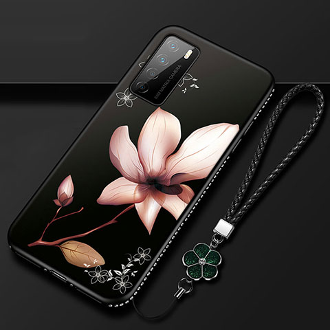Coque Silicone Fleurs Souple Couleur Unie Etui Housse pour Huawei Honor Play4 5G Marron
