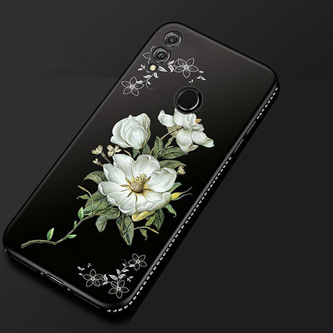 Coque Silicone Fleurs Souple Couleur Unie Etui Housse pour Huawei Honor V10 Lite Noir