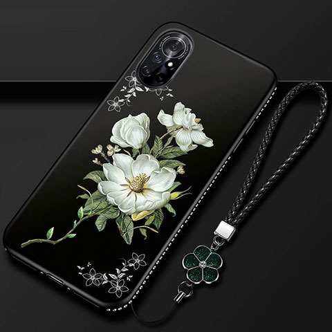 Coque Silicone Fleurs Souple Couleur Unie Etui Housse pour Huawei Nova 8 5G Noir